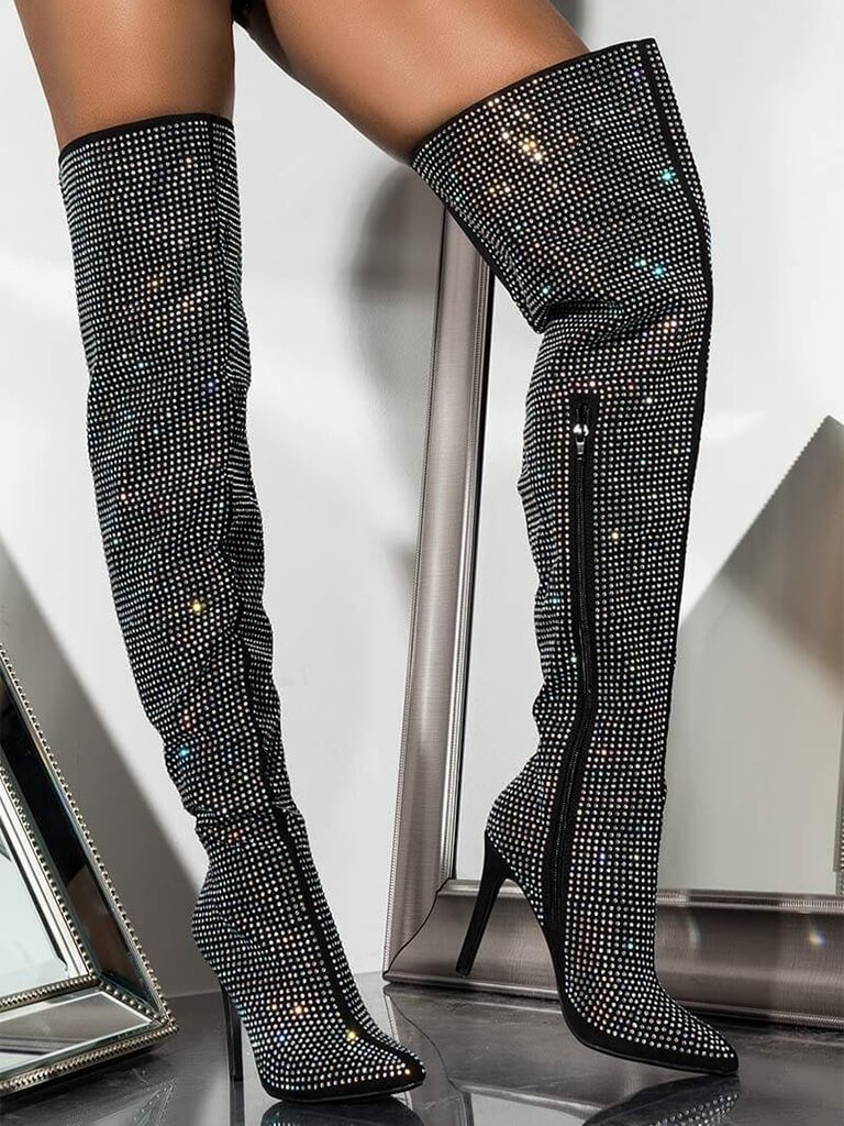 Nala Crystal High Boots Heels - Glory Connection
