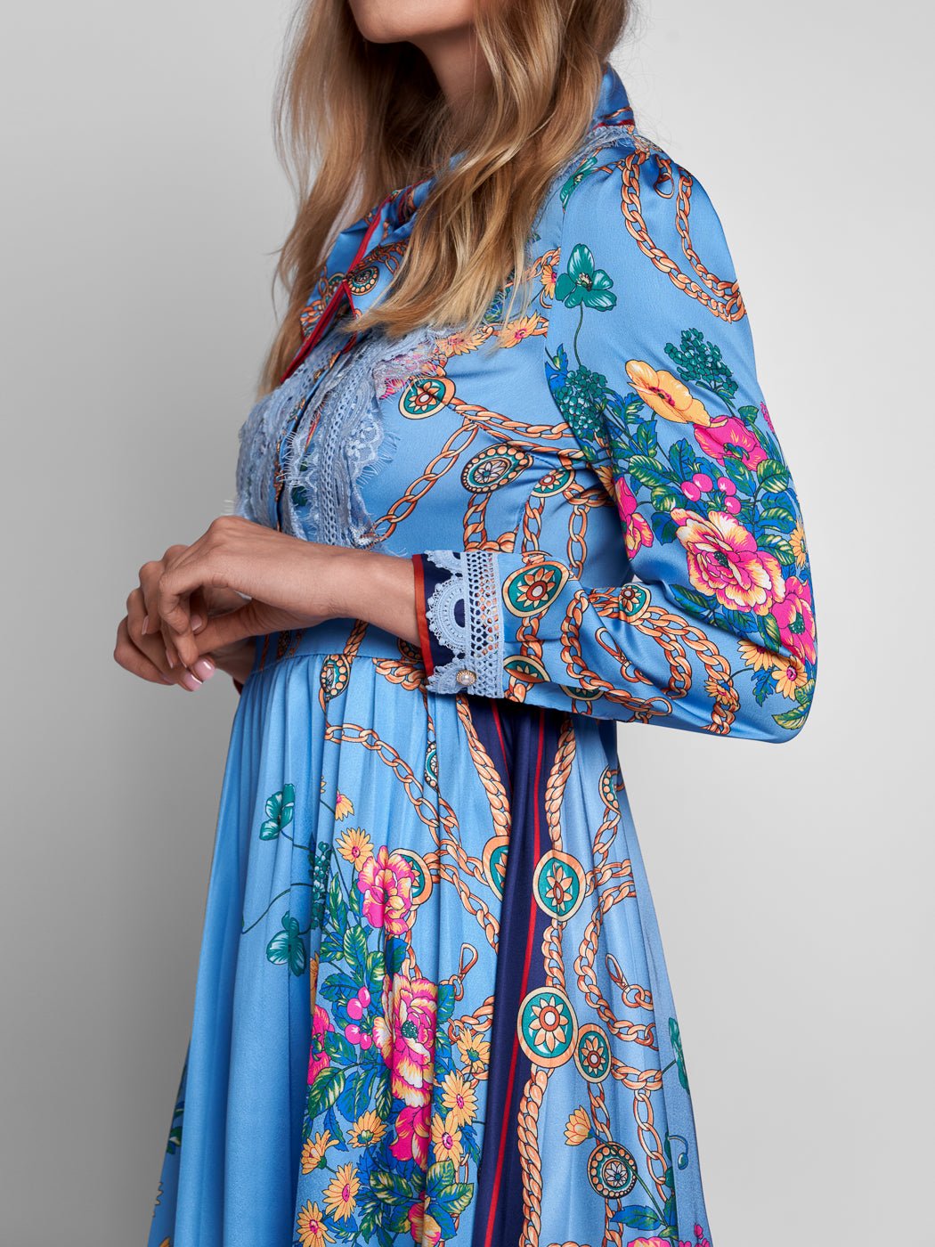 Rhonda Bow Tied Collar Dress - Glory Connection