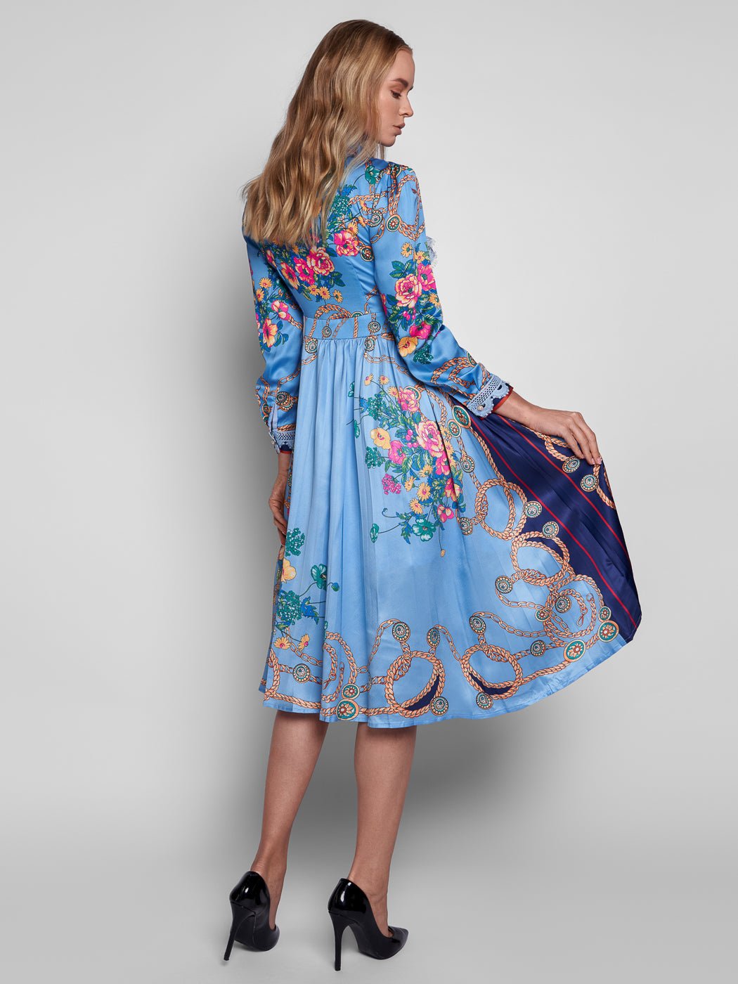 Rhonda Bow Tied Collar Dress - Glory Connection