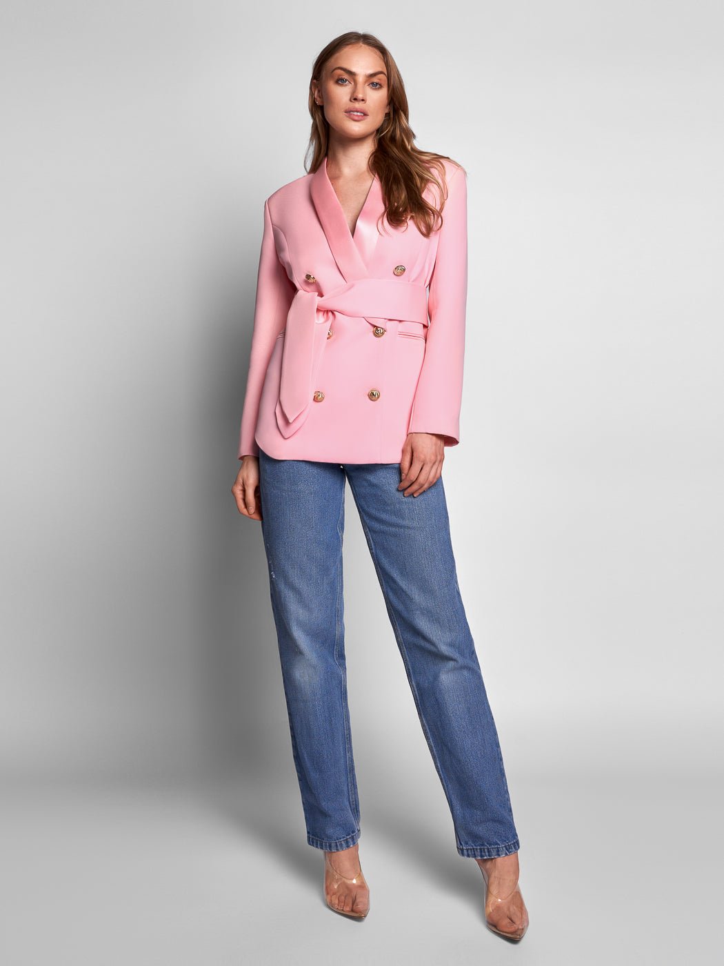 Salma Double-Breasted Jacket In Pink - Glory Connection