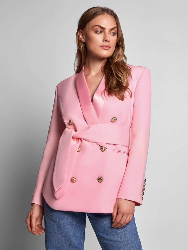 Salma Double-Breasted Jacket In Pink - Glory Connection