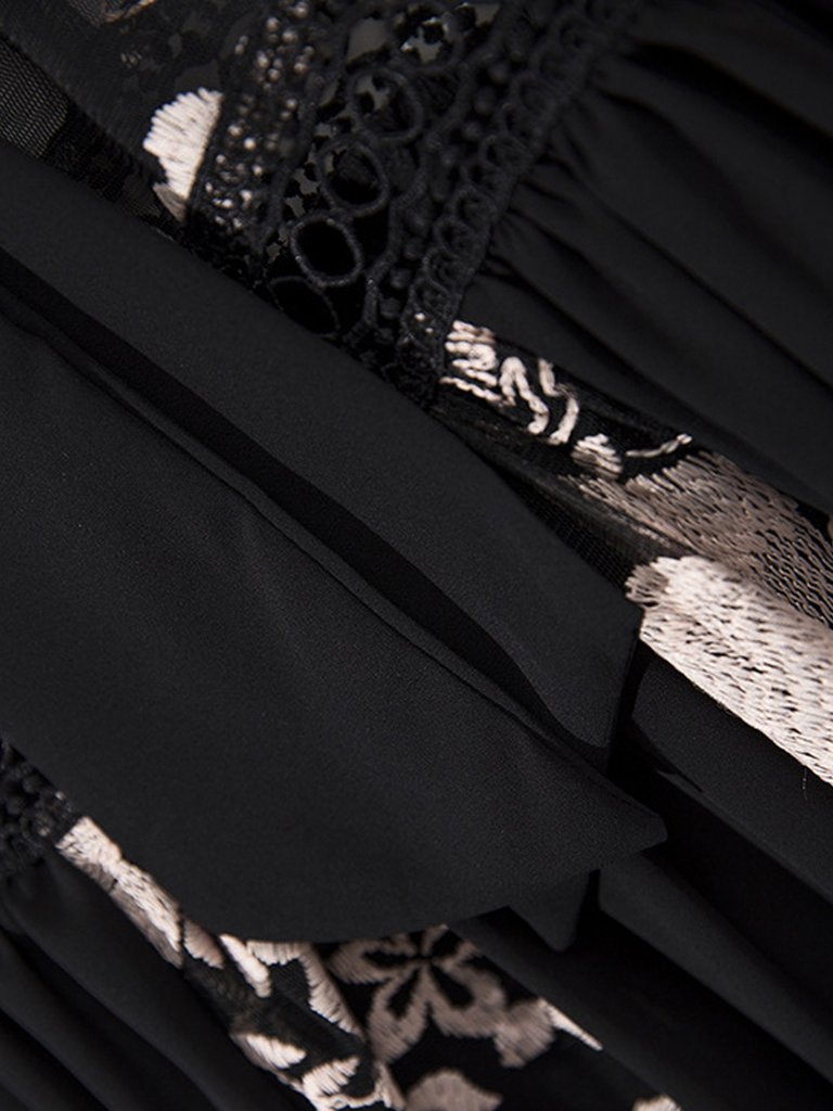 Stormi Feathers Embroidery Chiffon Maxi Dress - Glory Connection