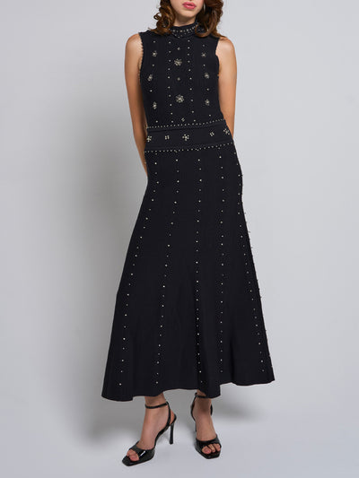 Masie Beaded French Collar Maxi Dress
