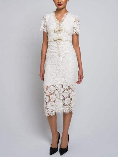 Lizzie Bow Lace Midi Dress