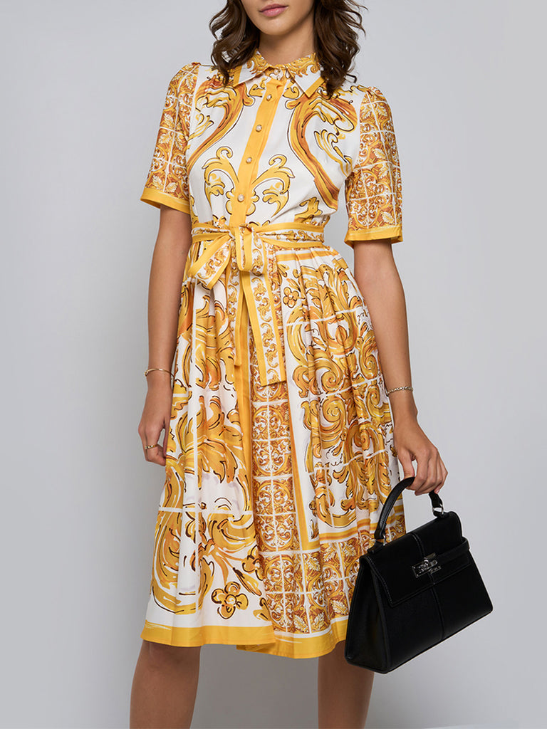 Bettie Paisley Pleated Midi Dress