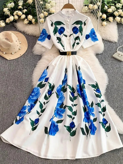 Aaliyah Short Sleeve Belt Midi Dress
