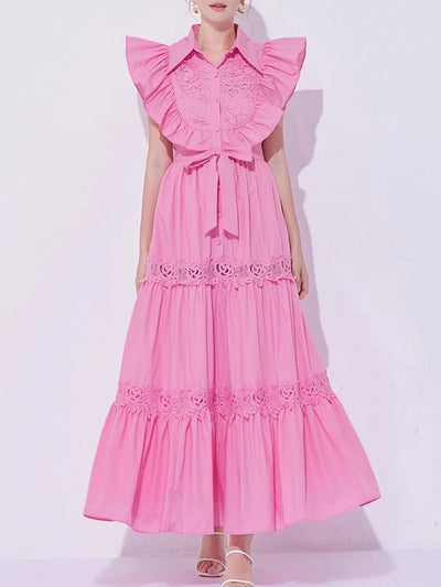 Abigail Flying Sleeve Eyelet Maxi Dress