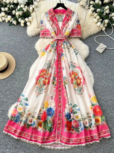 Aiden Belt Flower Maxi Dress