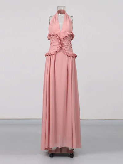 Alessia Ruffled Halter Maxi Dress