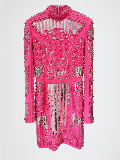 Alina Pearls Sequined Beaded Mini Dress
