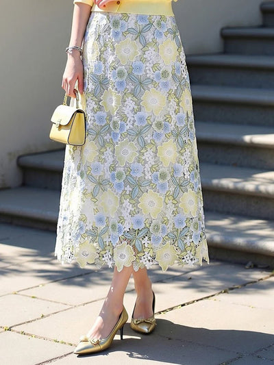 Amara Embroidered Floral Maxi Skirt