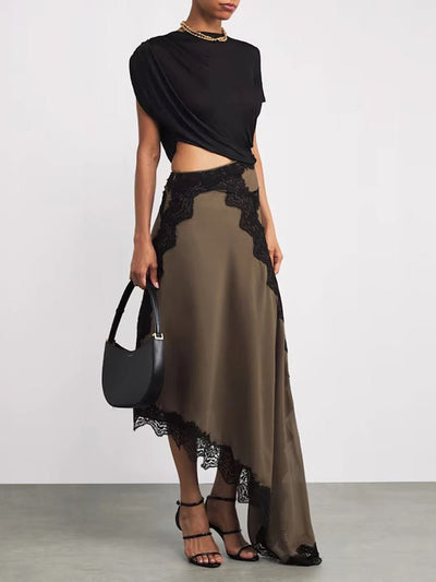 Amara Lace Draped Skirt Set