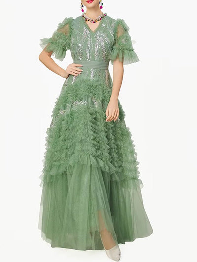 Amara Tiered Tulle Gown Dress
