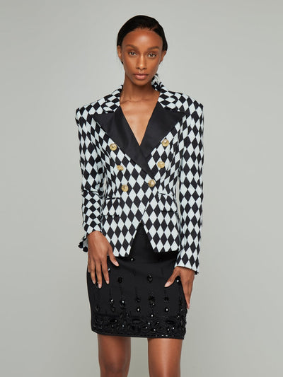 Amber Harlequin Lapel Fitted Blazer