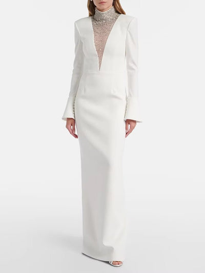 Amelie Crystal Illusion Column Gown