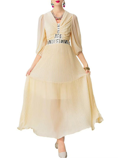 Amelie Crystal Pleated Maxi Dress