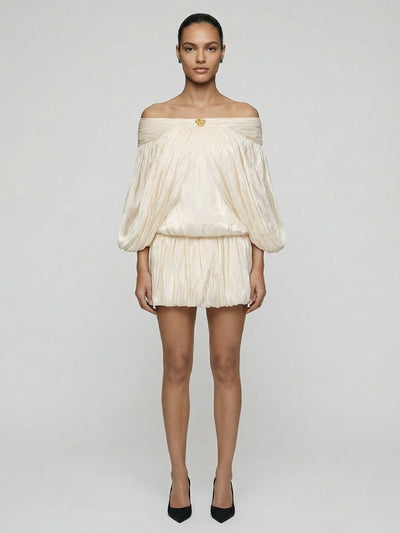 Amelie Ivory Off-Shoulder Mini Dress