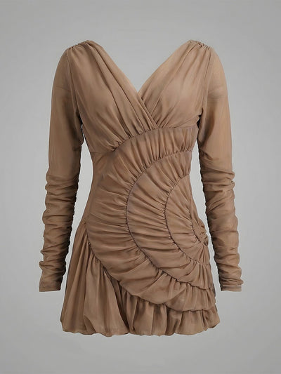 Amelie Ruched Mesh Mini Dress