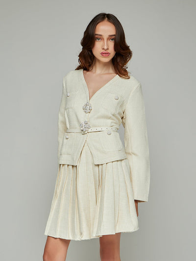 Anastacia Tailored Blazer & Pleat Mini Skirt Set
