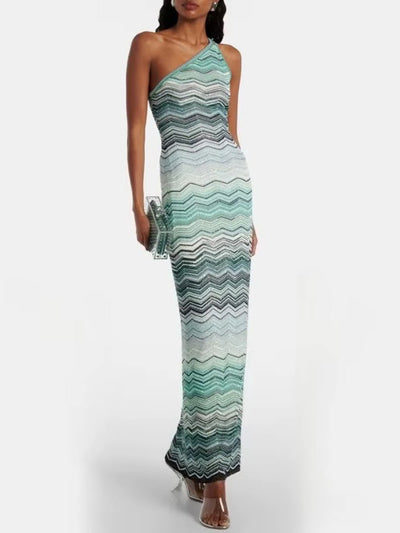 Anika One Shoulder Knit Maxi Dress