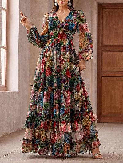 Arabella Boho Ruffled Maxi Dress