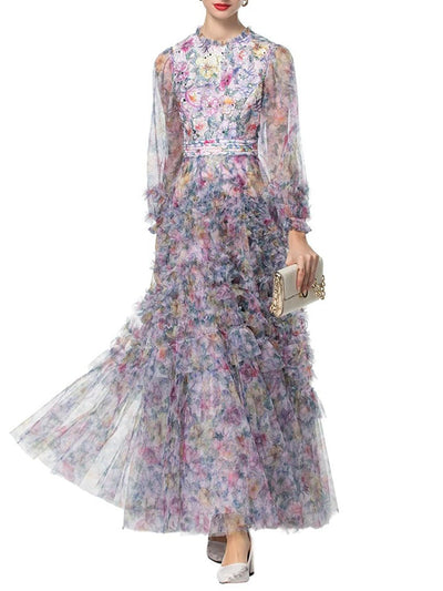 Ariana Mesh Flower Maxi Dress