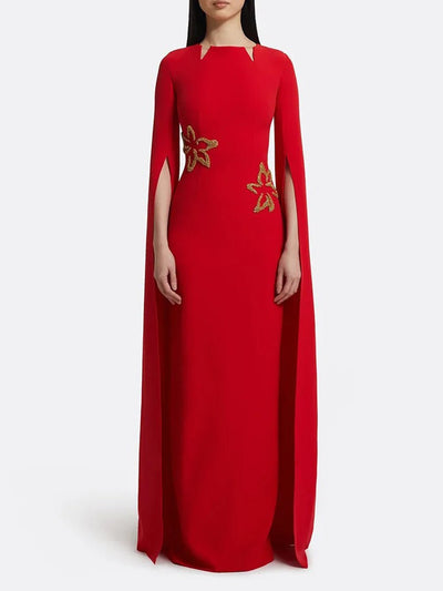 Audrey Caped Beaded Maxi Dress
