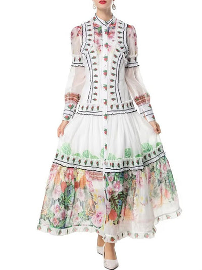 Aurelia Button Floral Maxi Dress