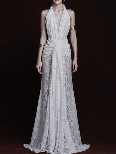 Aurelia Lace Halter Bridal Gown