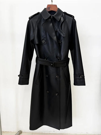 Ava Leather Double-Breasted Trench