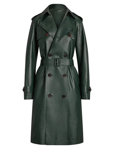 Ava Leather Double-Breasted Trench