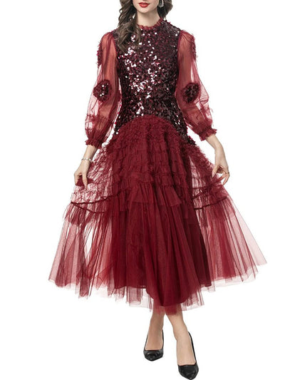 Bella Sequinned Ruffled Midi Dress