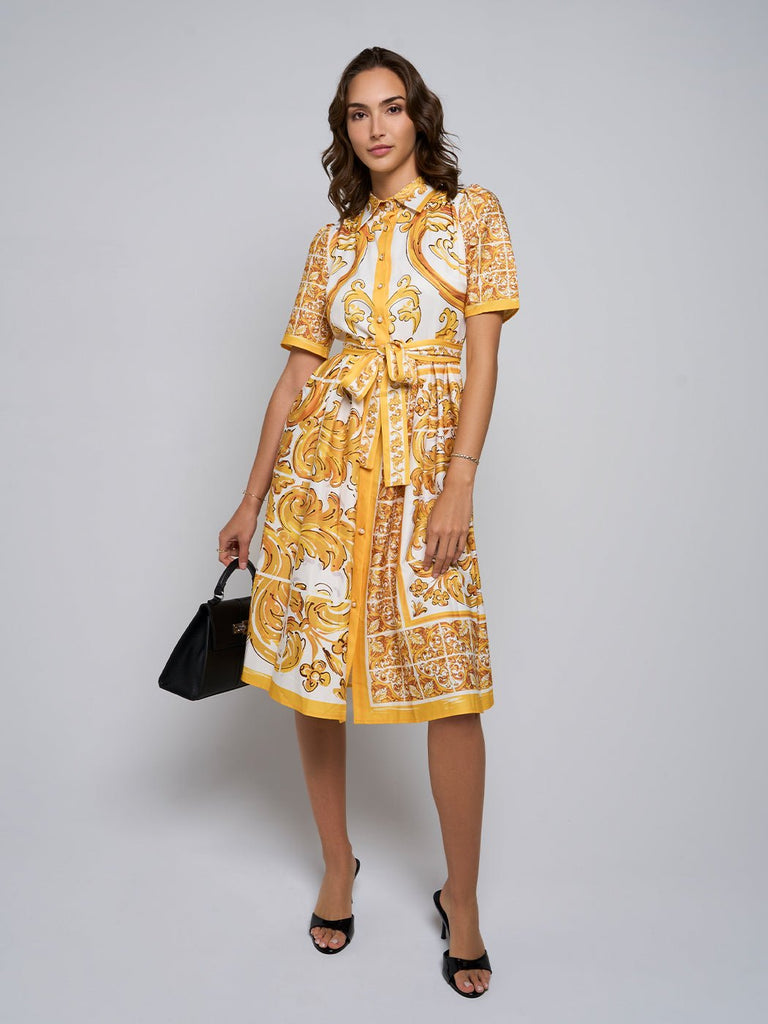 Bettie Paisley Pleated Midi Dress - Glory Connection