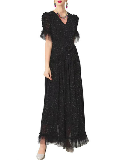 Bianca Tulle Ruffle Maxi Dress