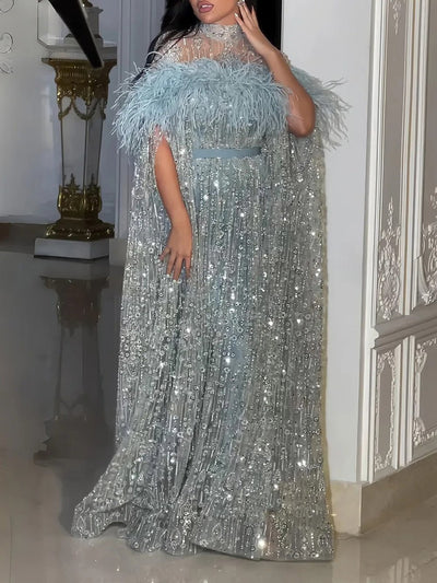 Blair Crystal Feather Maxi Dress