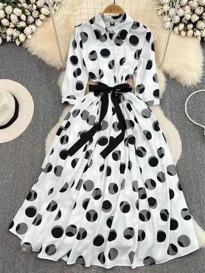 Brody Casual Polka Dot Midi Dress