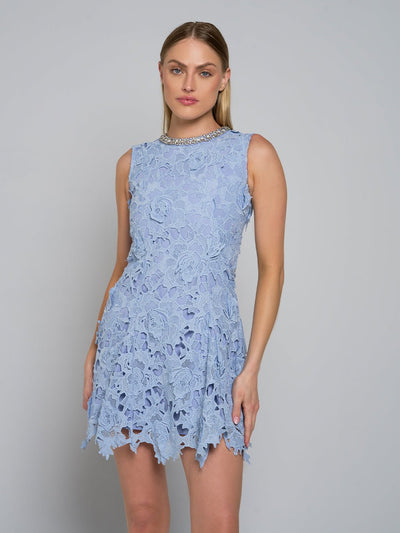 Camille Asymmetric Lace Mini Dress
