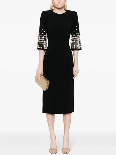 Camille Beaded Sleeve Midi Dress