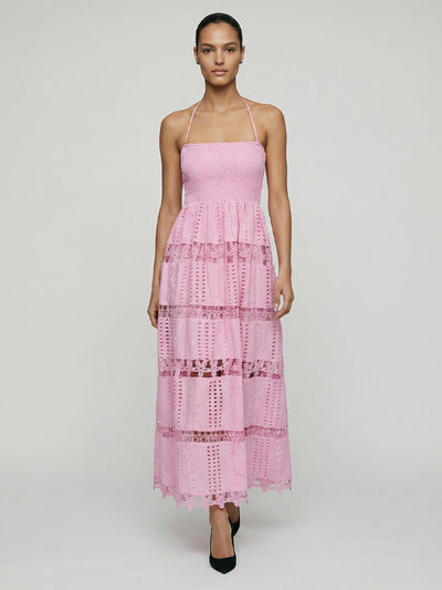 Camille Blush Lace Midi Dress