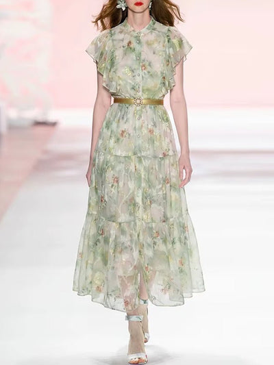 Camille Floral Lace Midi Dress