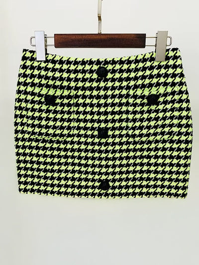 Camille Houndstooth Tweed Skirt