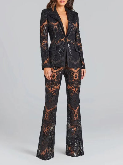 Camille Lace Blazer & Pants Set