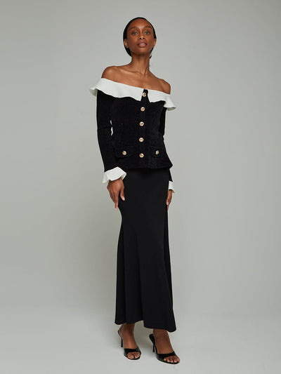 Cazette Ruffled Peplum Maxi Dress