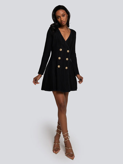 Cecilia Double-Breasted Velvet Mini Dress