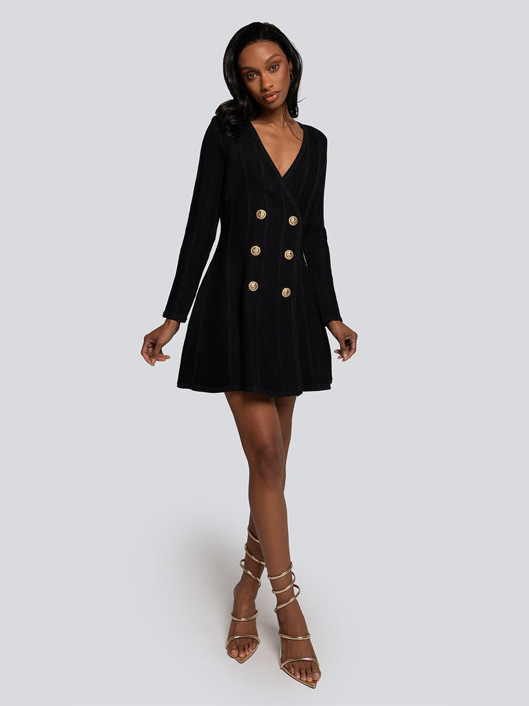 Cecilia Double Breasted Velvet Mini Dress - Glory Connection