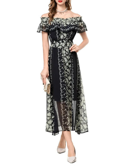 Cecilia Off-Shoulder Ruffled Midi Dress