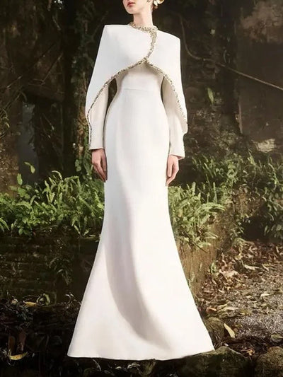 Celeste Beaded Long Sleeve Gown