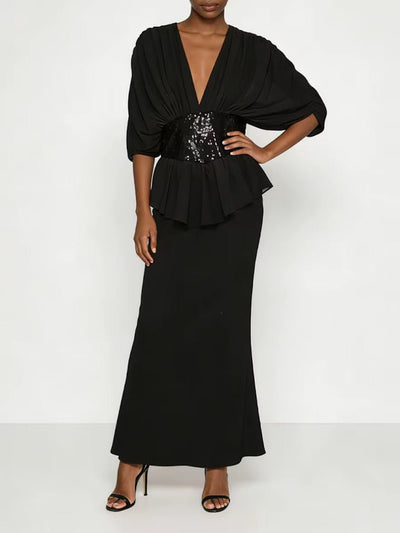 Celeste Draped Belted Maxi Dress