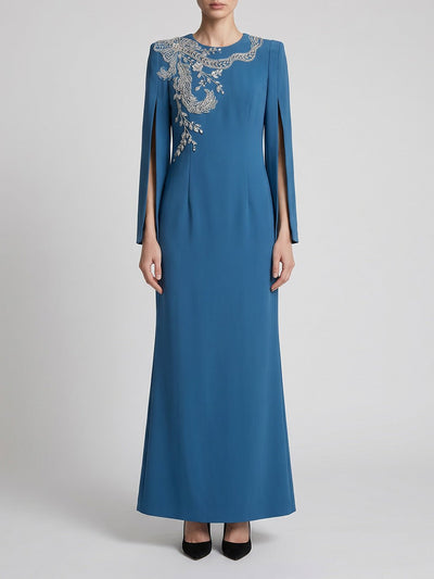 Celeste Embellished Cape Sleeve Gown