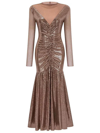 Celeste Embellished Mesh Gown Dress